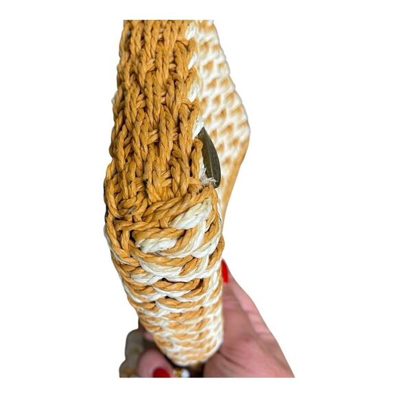 Cappelli Straworld Elegant Woven Straw Crossbody Bag Cream Tan Coastal Grandma - Picture 4 of 10